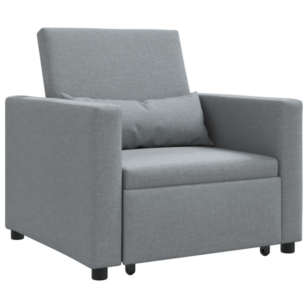 Produktbild för Utdragbar soffbed enkel med hjul Ljusgrå 90 x 165 x 87 cm tyg