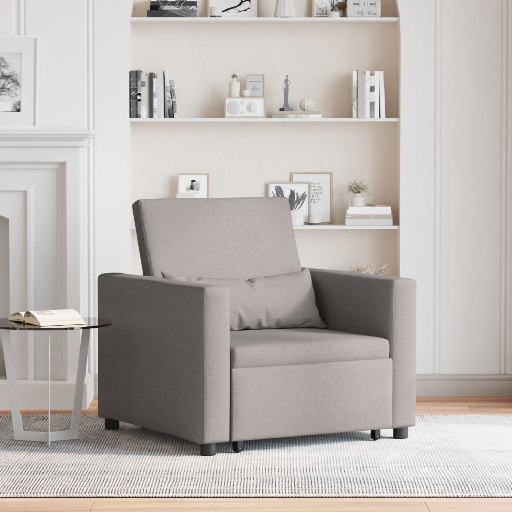 Produktbild för Utdragbar soffbed enkel med hjul Taupe 90 x 165 x 87 cm tyg
