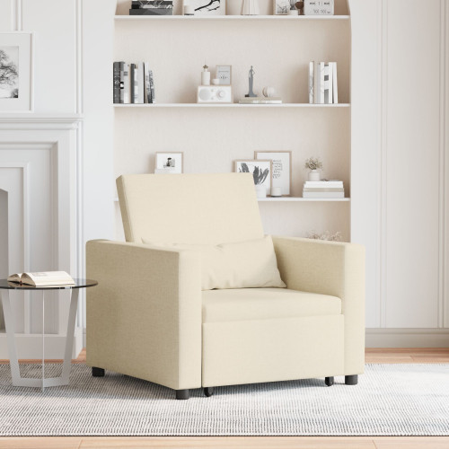 vidaXL Utdragbar soffbed enkel med hjul Kräm 90 x 165 x 87 cm tyg