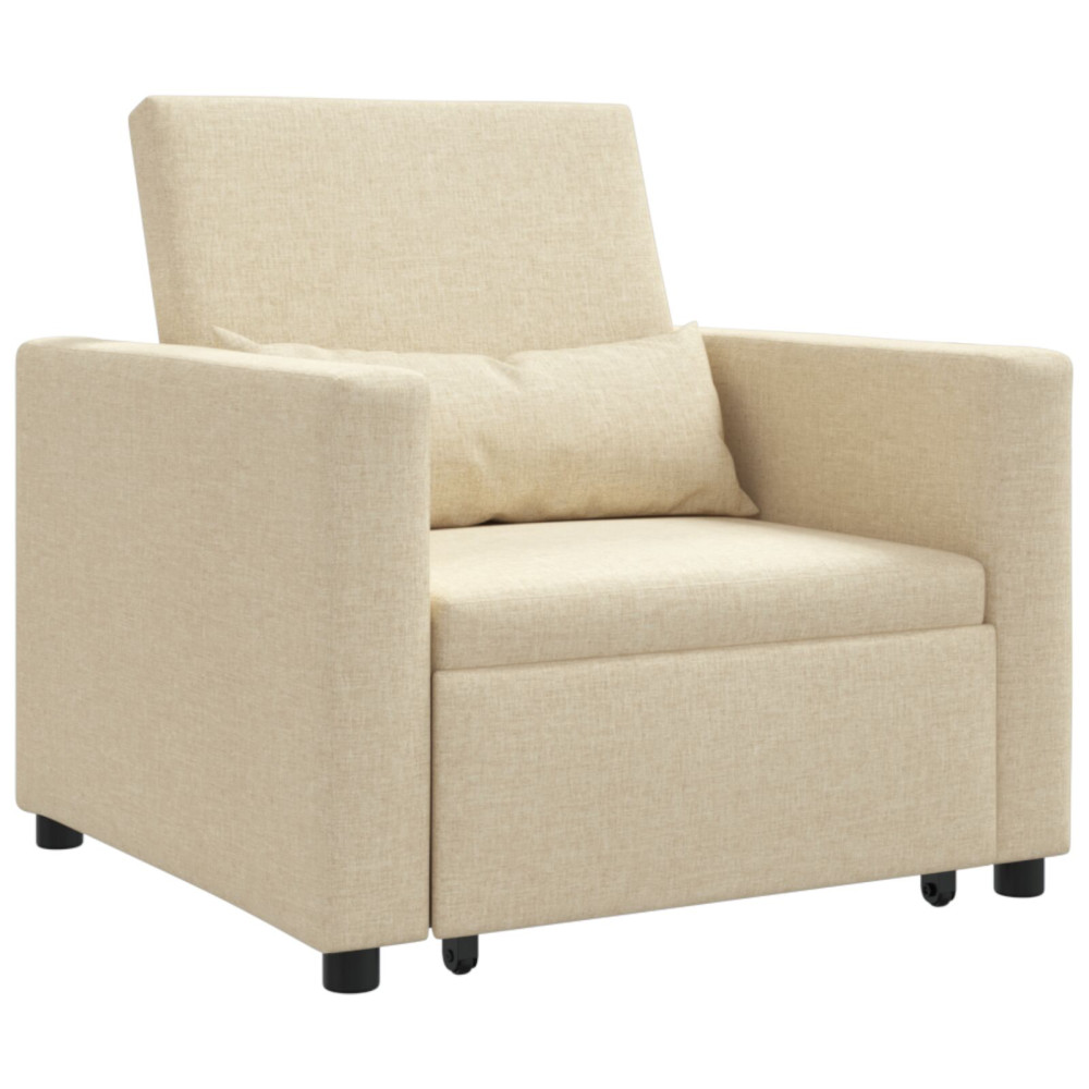 Produktbild för Utdragbar soffbed enkel med hjul Kräm 90 x 165 x 87 cm tyg