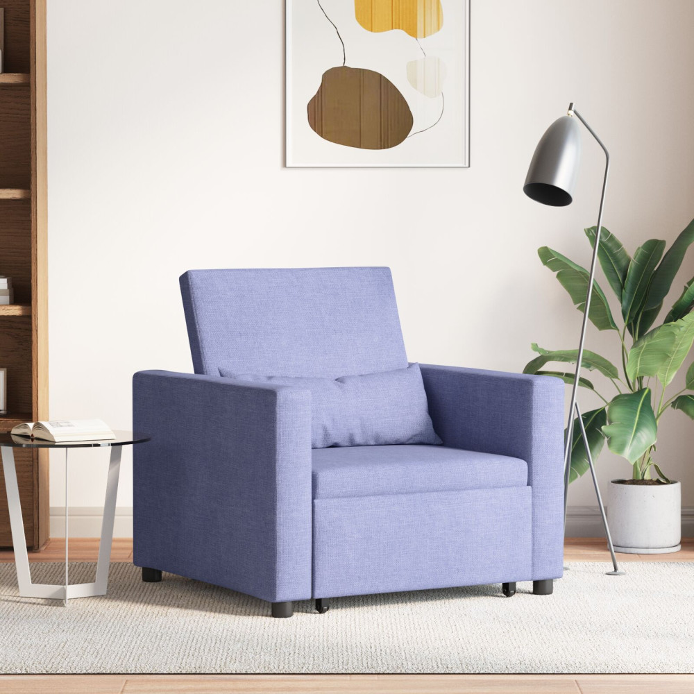 Produktbild för Utdragbar soffbed enkel med hjul Jeansblå 90 x 165 x 87 cm tyg