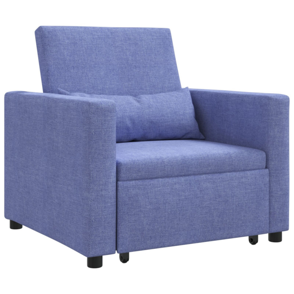 Produktbild för Utdragbar soffbed enkel med hjul Jeansblå 90 x 165 x 87 cm tyg