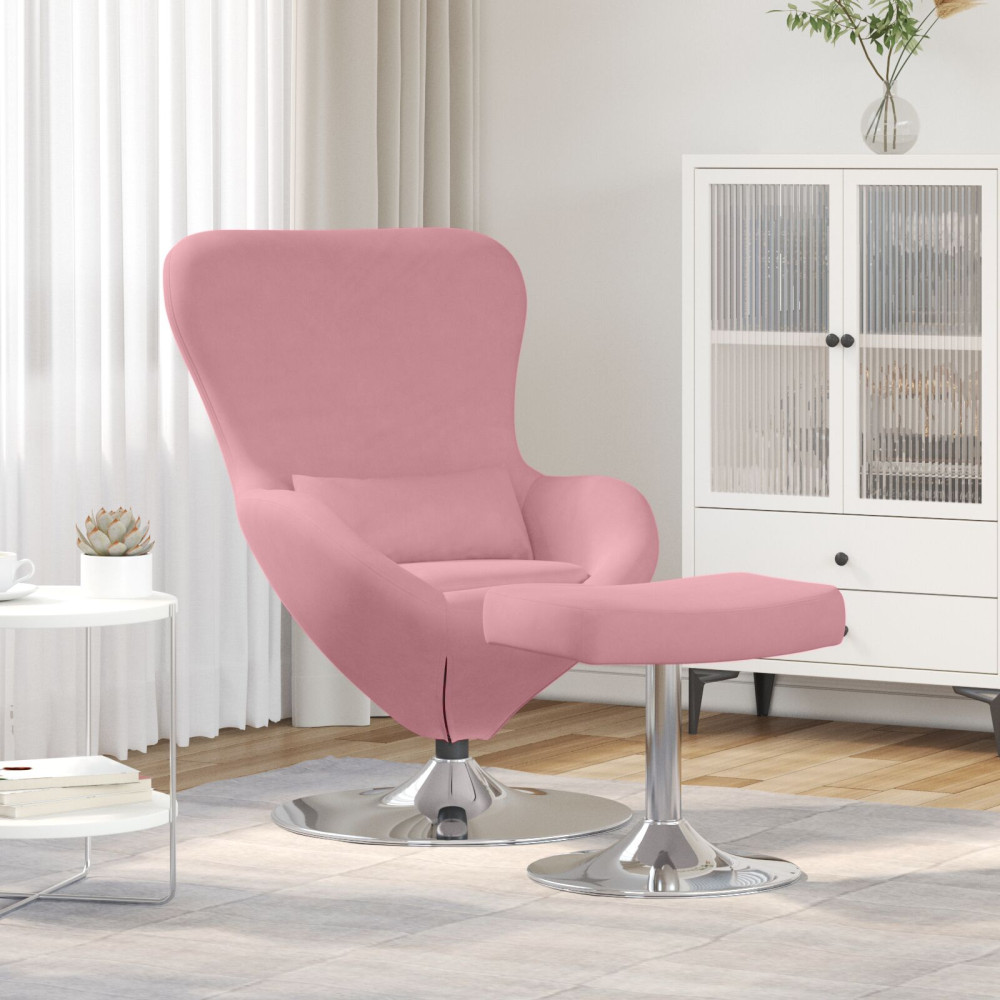 Produktbild för Äggstol med Fotpall Rosa Sammet
