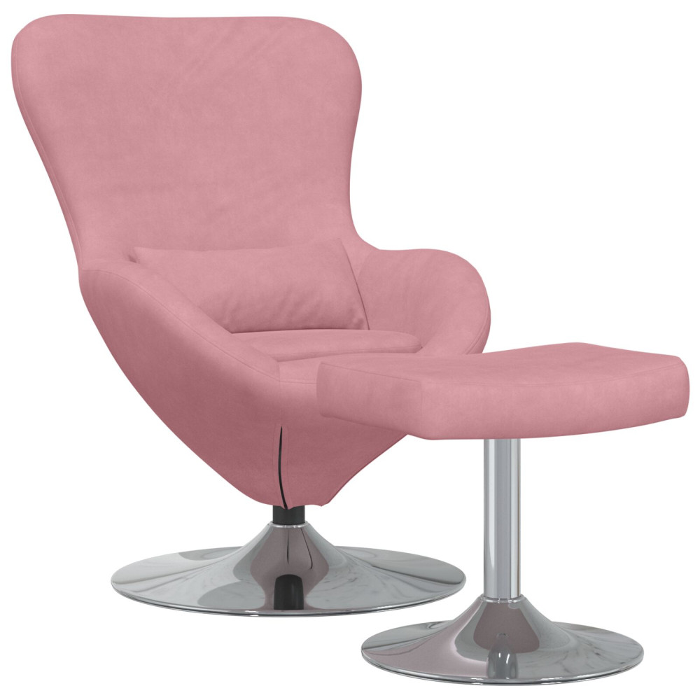 Produktbild för Äggstol med Fotpall Rosa Sammet