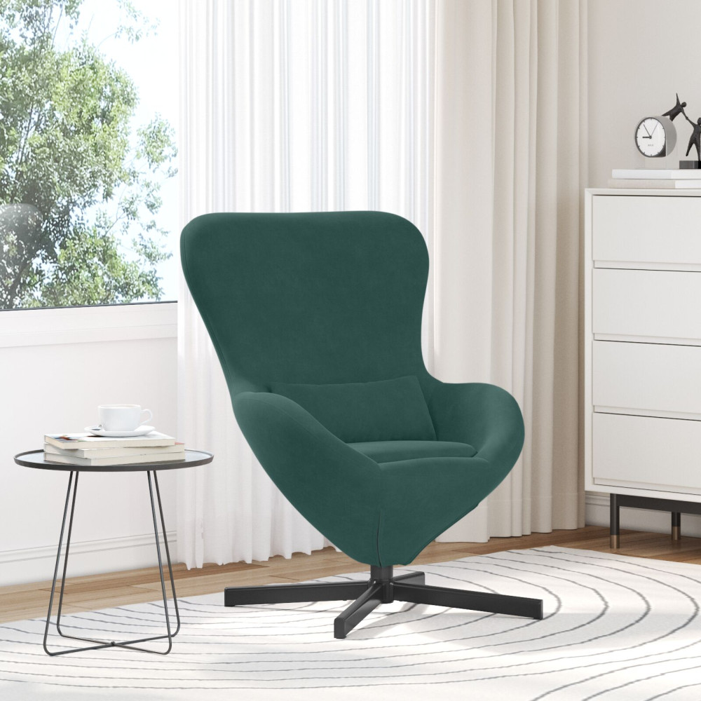 Produktbild för Äggfåtölj Mörkgrön 63 x 73 x 90 cm Sammet