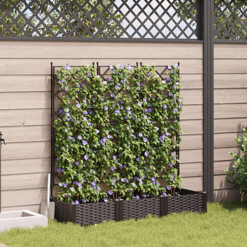 vidaXL Trädgårdsplanterare 3 st Brun 120 x 40 x 125,5 cm PP