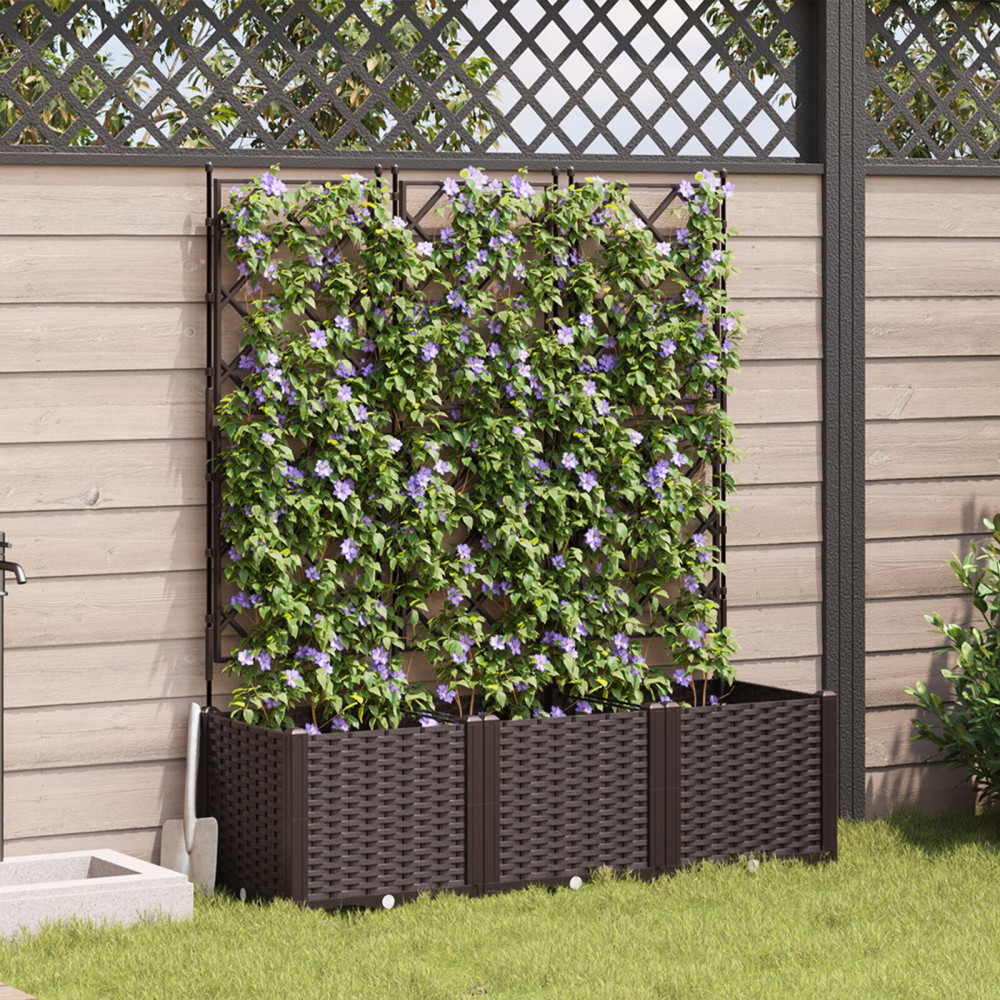 Produktbild för Trädgårdsplanterare 3 st Brun 120 x 40 x 143 cm PP