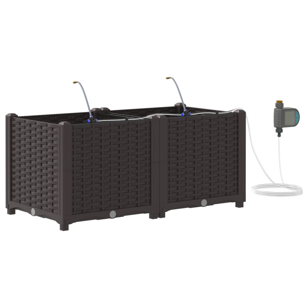 Produktbild för Trädgårdsplanterare 2 st Brun 80 x 40 x 37,5 cm PP