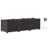 Produktbild för Trädgårdsplanterare 3 st Brun 120 x 40 x 37,5 cm PP