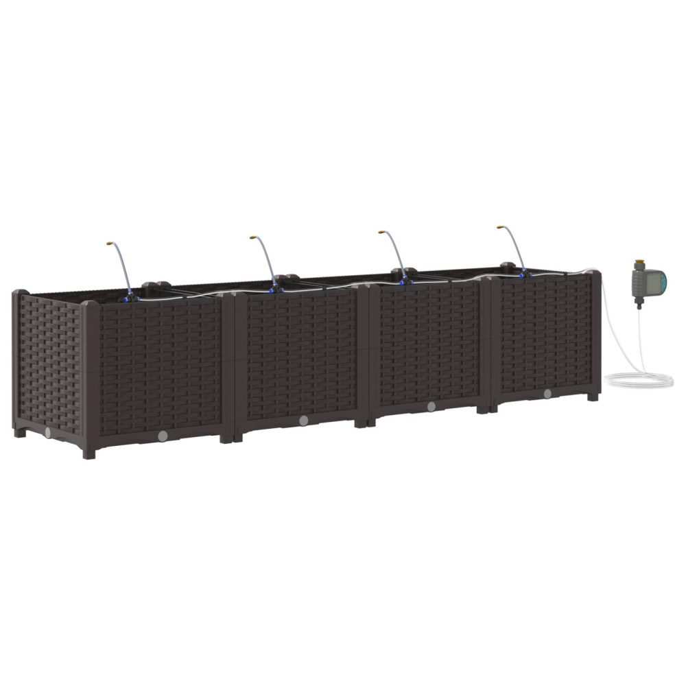 Produktbild för Trädgårdsplanterare 4 st Brun 160 x 40 x 37,5 cm PP