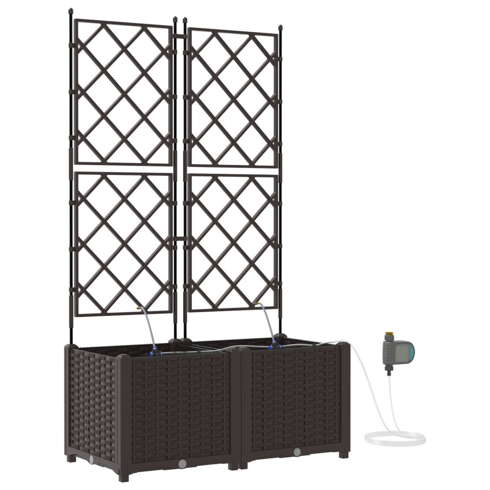 Produktbild för Trädgårdsplanterare 2 st Brun 80 x 40 x 142 cm PP