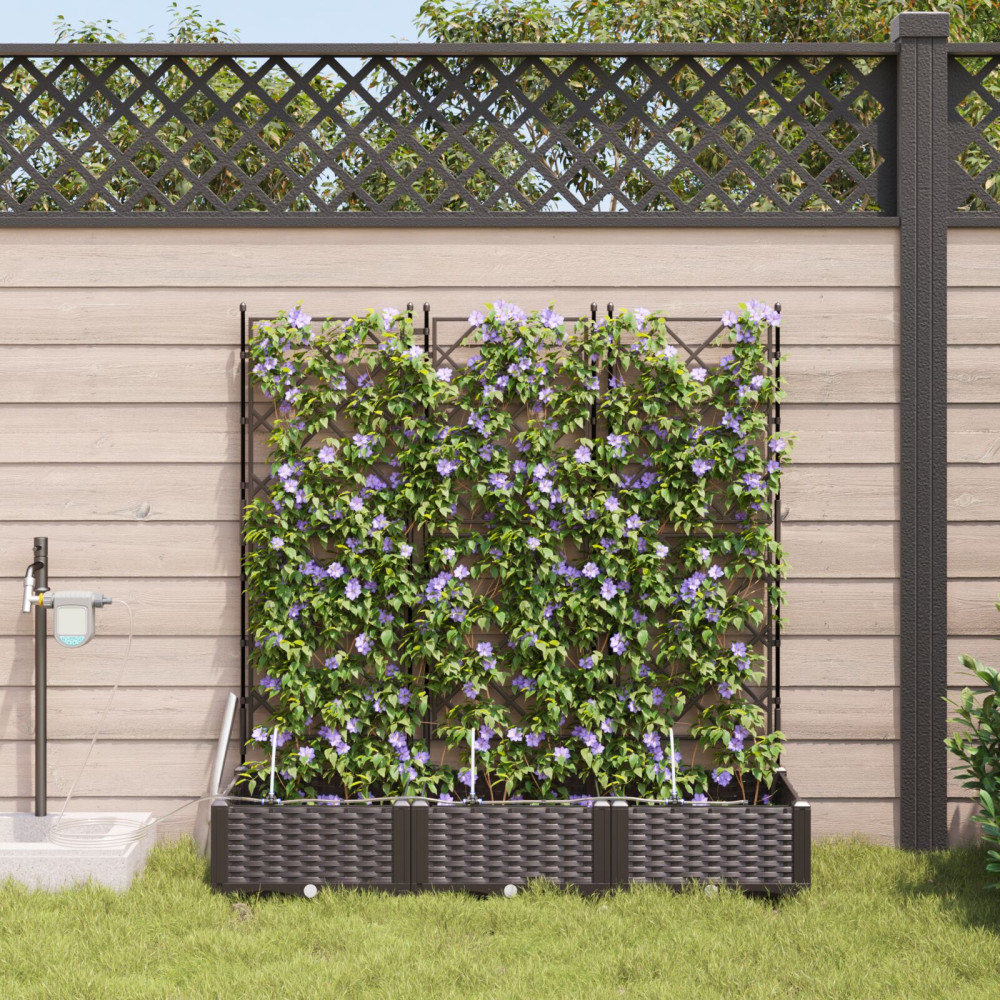 Produktbild för Trädgårdsplanterare 3 st Brun 120 x 40 x 126 cm PP