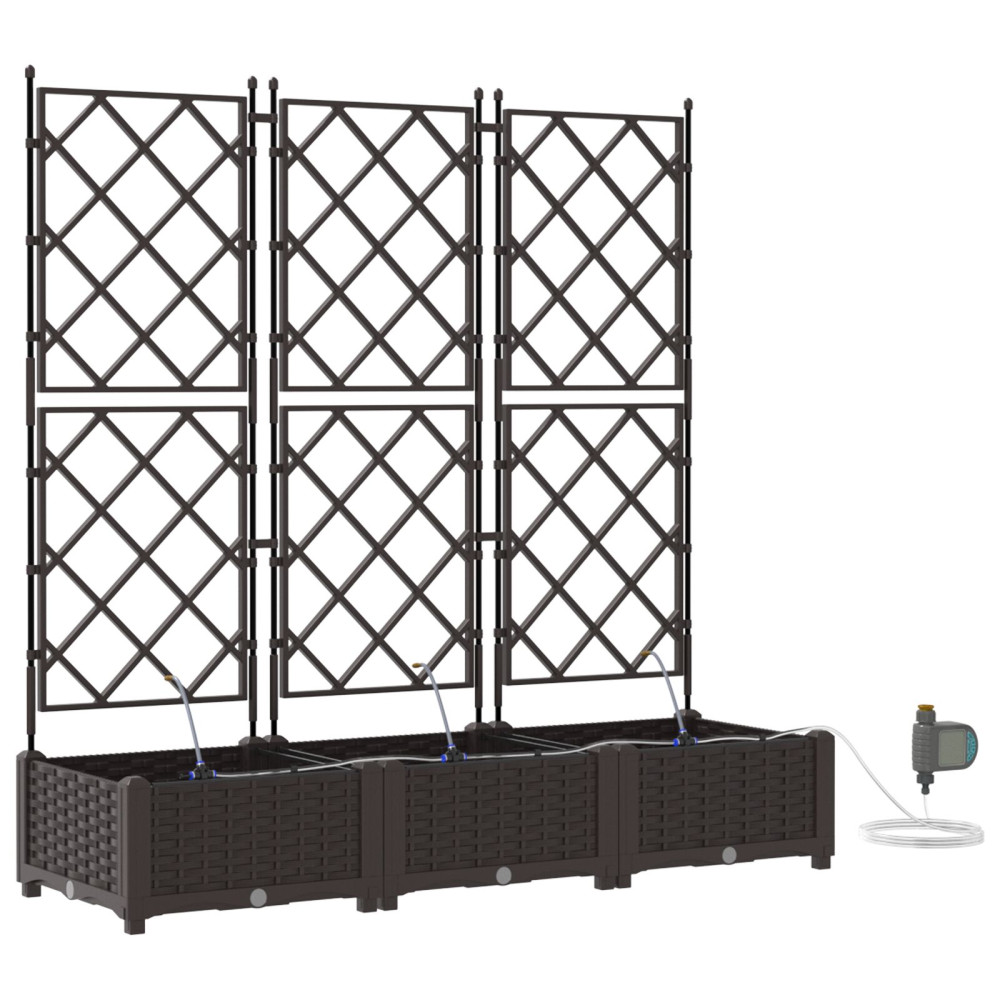 Produktbild för Trädgårdsplanterare 3 st Brun 120 x 40 x 126 cm PP