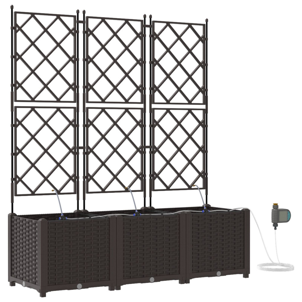 Produktbild för Trädgårdsplanterare 3 st Brun 120 x 40 x 142 cm PP