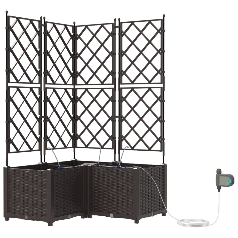 Produktbild för Trädgårdsplanterare 3 st Brun 80 x 80 x 142 cm PP