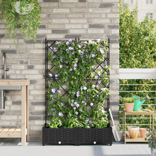 vidaXL Trädgårdsplanterare 2 st Svart 80 x 40 x 125,5 cm PP