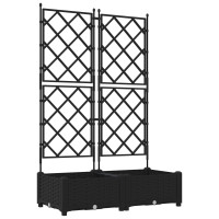 Produktbild för Trädgårdsplanterare 2 st Svart 80 x 40 x 125,5 cm PP