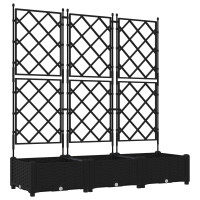 Produktbild för Trädgårdsplanterare 3 st Svart 120 x 40 x 125,5 cm PP