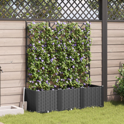 vidaXL Trädgårdsplanterare 3 st Svart 120 x 40 x 143 cm PP