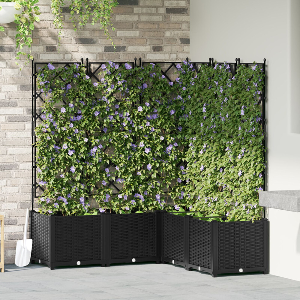 Produktbild för Trädgårdsplanterare 5 st Svart 120 x 120 x 143 cm PP