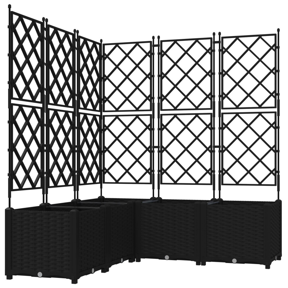 Produktbild för Trädgårdsplanterare 5 st Svart 120 x 120 x 143 cm PP