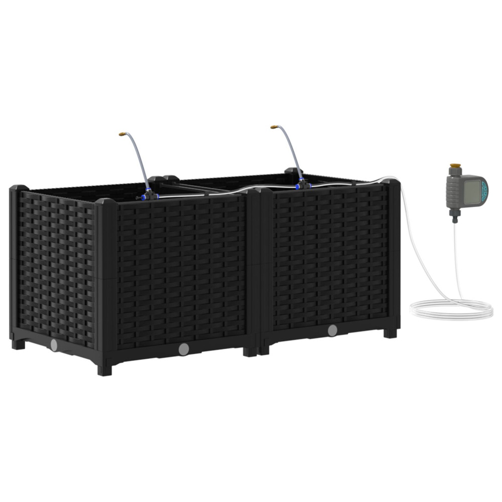 Produktbild för Trädgårdsplanterare 2 st Svart 80 x 40 x 37,5 cm PP