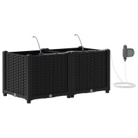 Produktbild för Trädgårdsplanterare 2 st Svart 80 x 40 x 37,5 cm PP