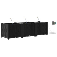 Produktbild för Trädgårdsplanterare 3 st Svart 120 x 40 x 37,5 cm PP
