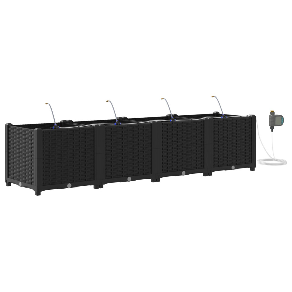 Produktbild för Trädgårdsplanterare 4 st Svart 160 x 40 x 37,5 cm PP