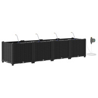 Produktbild för Trädgårdsplanterare 4 st Svart 160 x 40 x 37,5 cm PP
