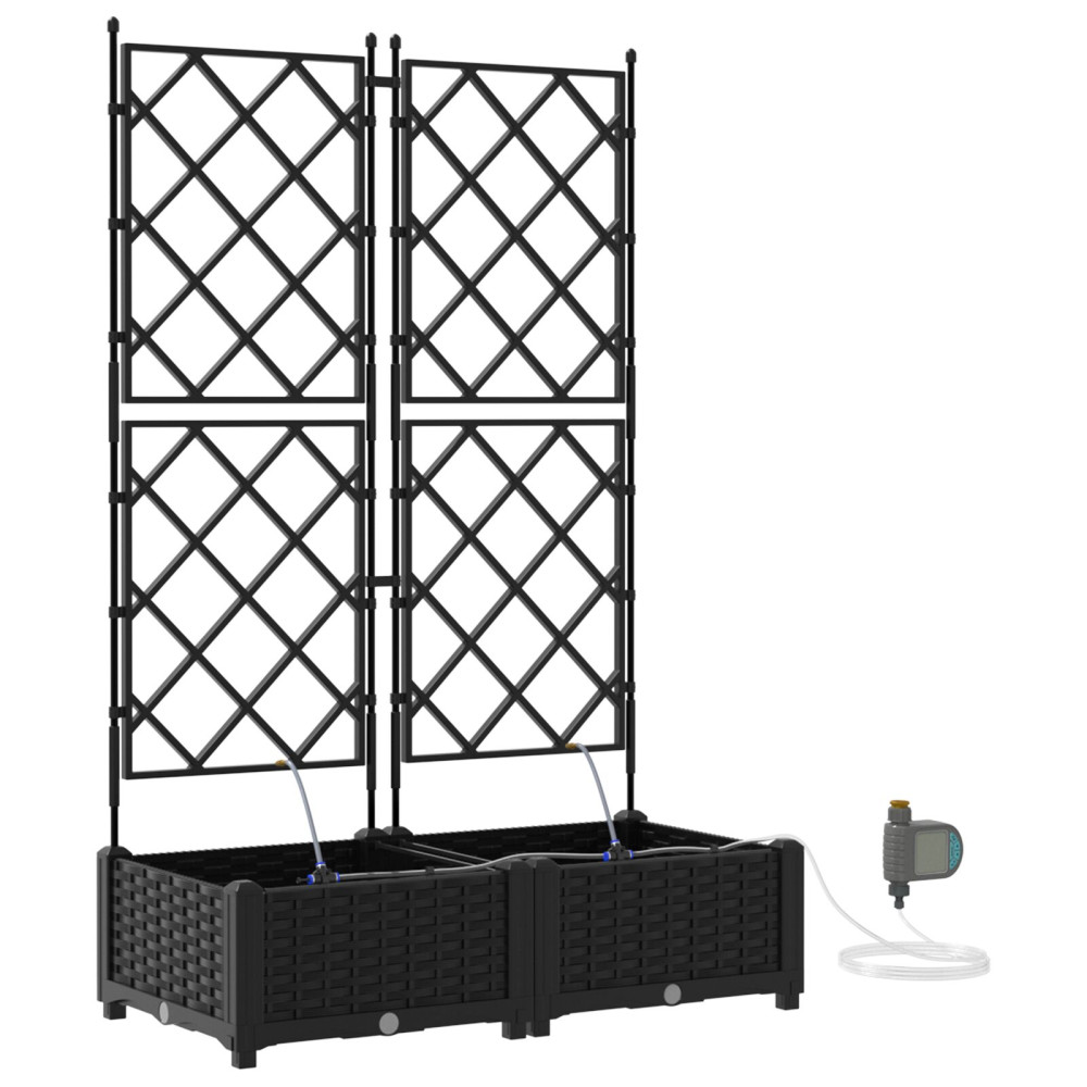 Produktbild för Trädgårdsplanterare 2 st Svart 80 x 40 x 126 cm PP