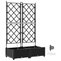 Produktbild för Trädgårdsplanterare 2 st Svart 80 x 40 x 126 cm PP