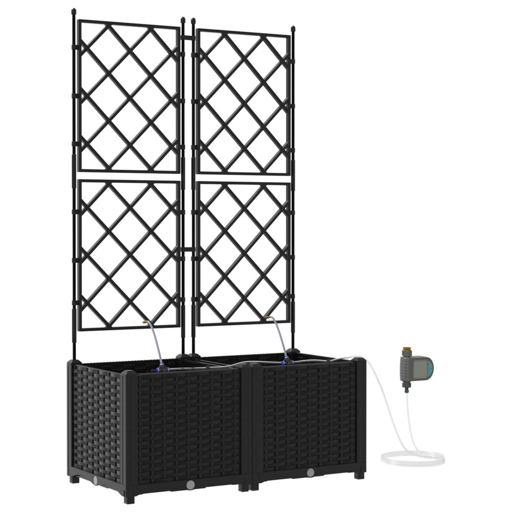 Produktbild för Trädgårdsplanterare 2 st Svart 80 x 40 x 142 cm PP