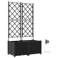 Produktbild för Trädgårdsplanterare 2 st Svart 80 x 40 x 142 cm PP