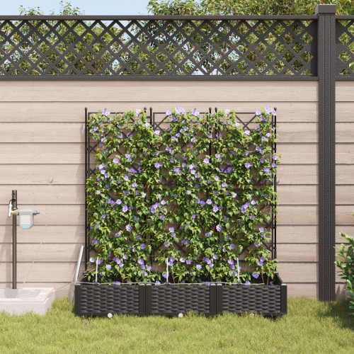 vidaXL Trädgårdsplanterare 3 st Svart 120 x 40 x 126 cm PP