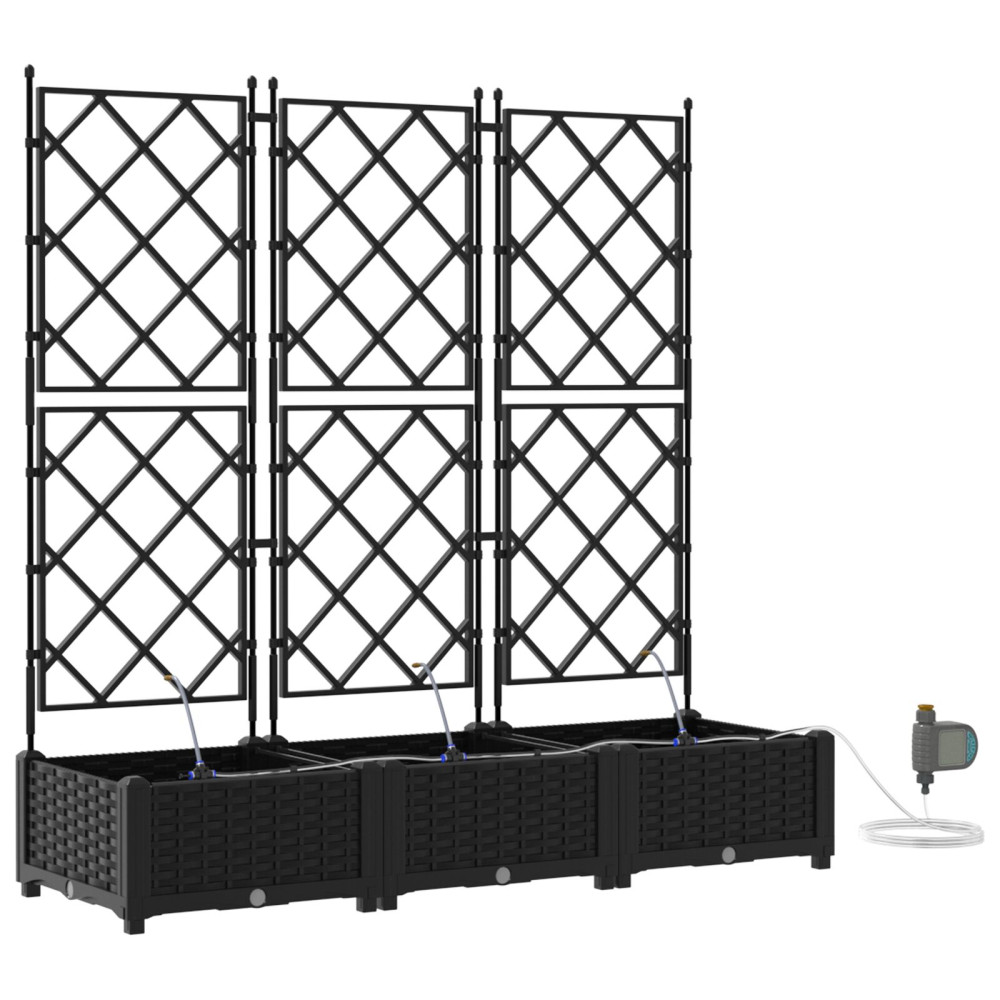 Produktbild för Trädgårdsplanterare 3 st Svart 120 x 40 x 126 cm PP