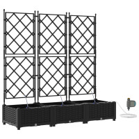 Produktbild för Trädgårdsplanterare 3 st Svart 120 x 40 x 126 cm PP