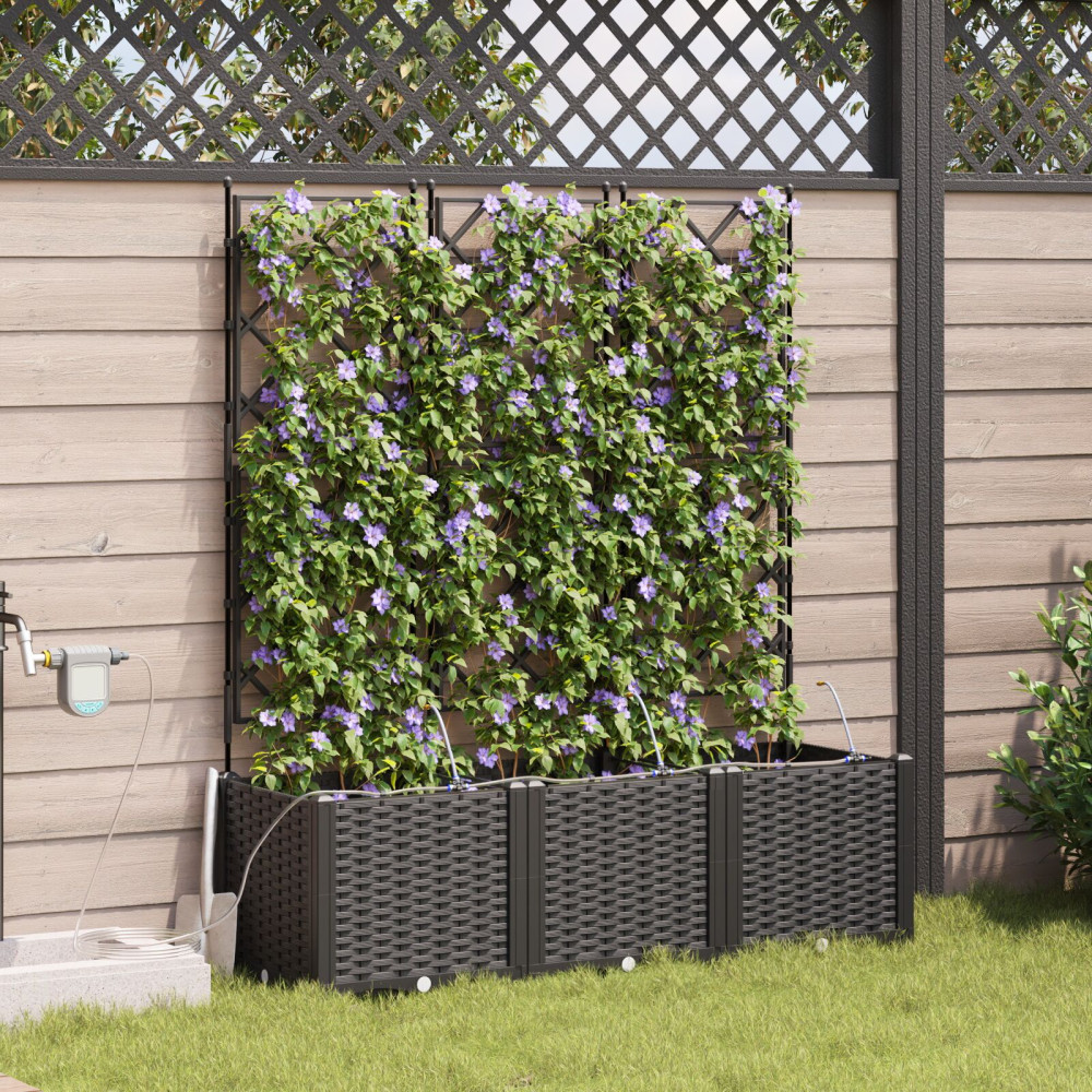 Produktbild för Trädgårdsplanterare 3 st Svart 120 x 40 x 142 cm PP