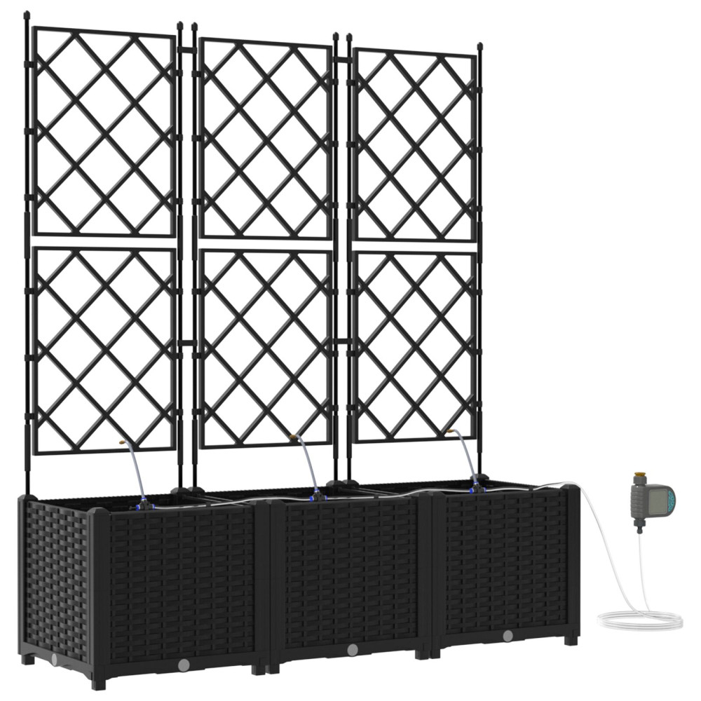 Produktbild för Trädgårdsplanterare 3 st Svart 120 x 40 x 142 cm PP