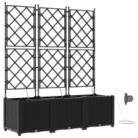 Produktbild för Trädgårdsplanterare 3 st Svart 120 x 40 x 142 cm PP