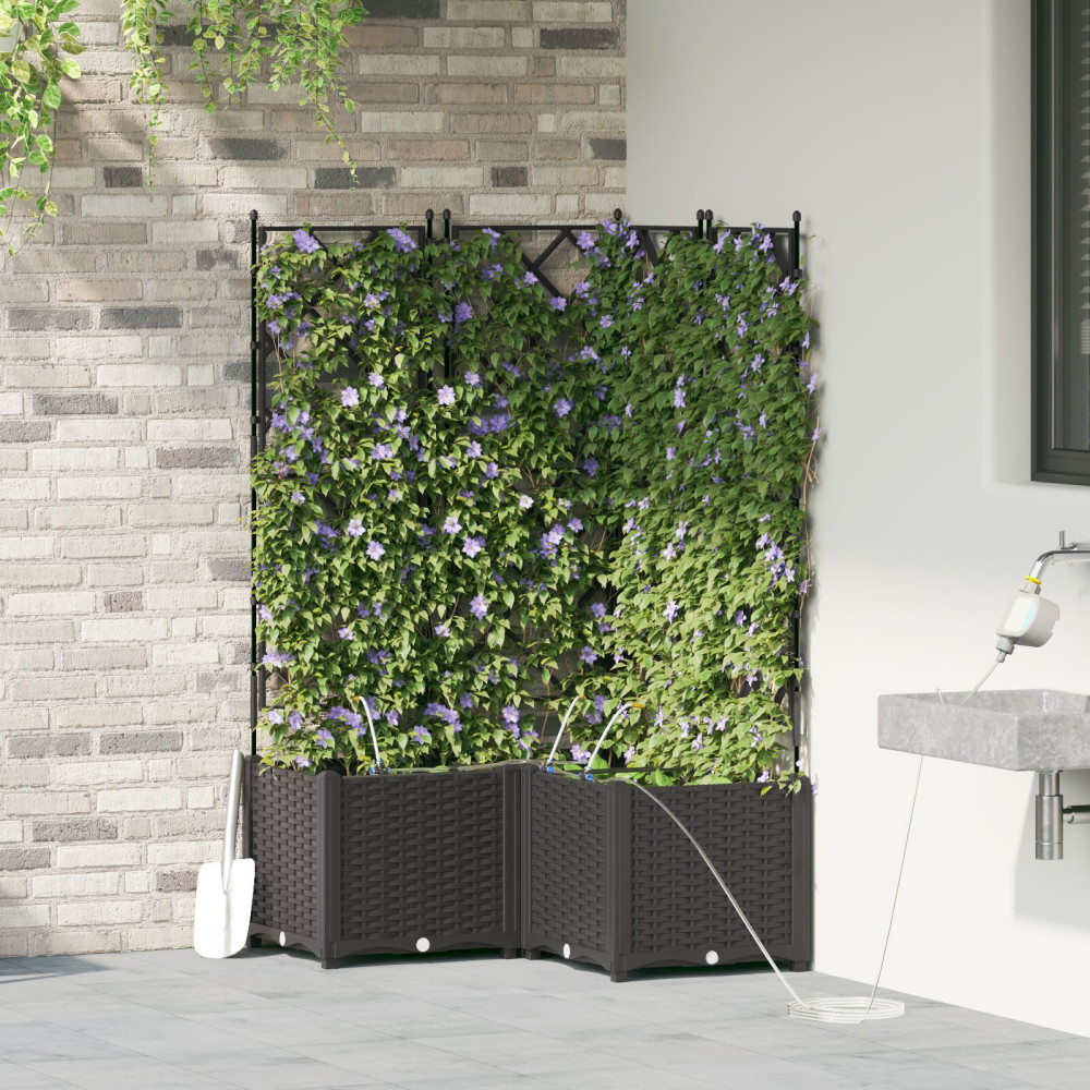Produktbild för Trädgårdsplanterare 3 st Svart 80 x 80 x 142 cm PP