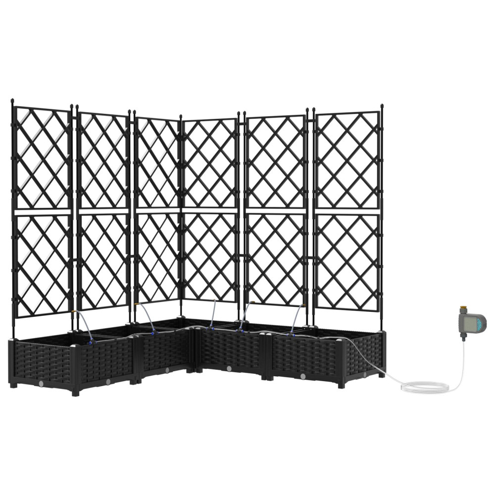 Produktbild för Trädgårdsplanterare 5 st Svart 120 x 120 x 126 cm PP