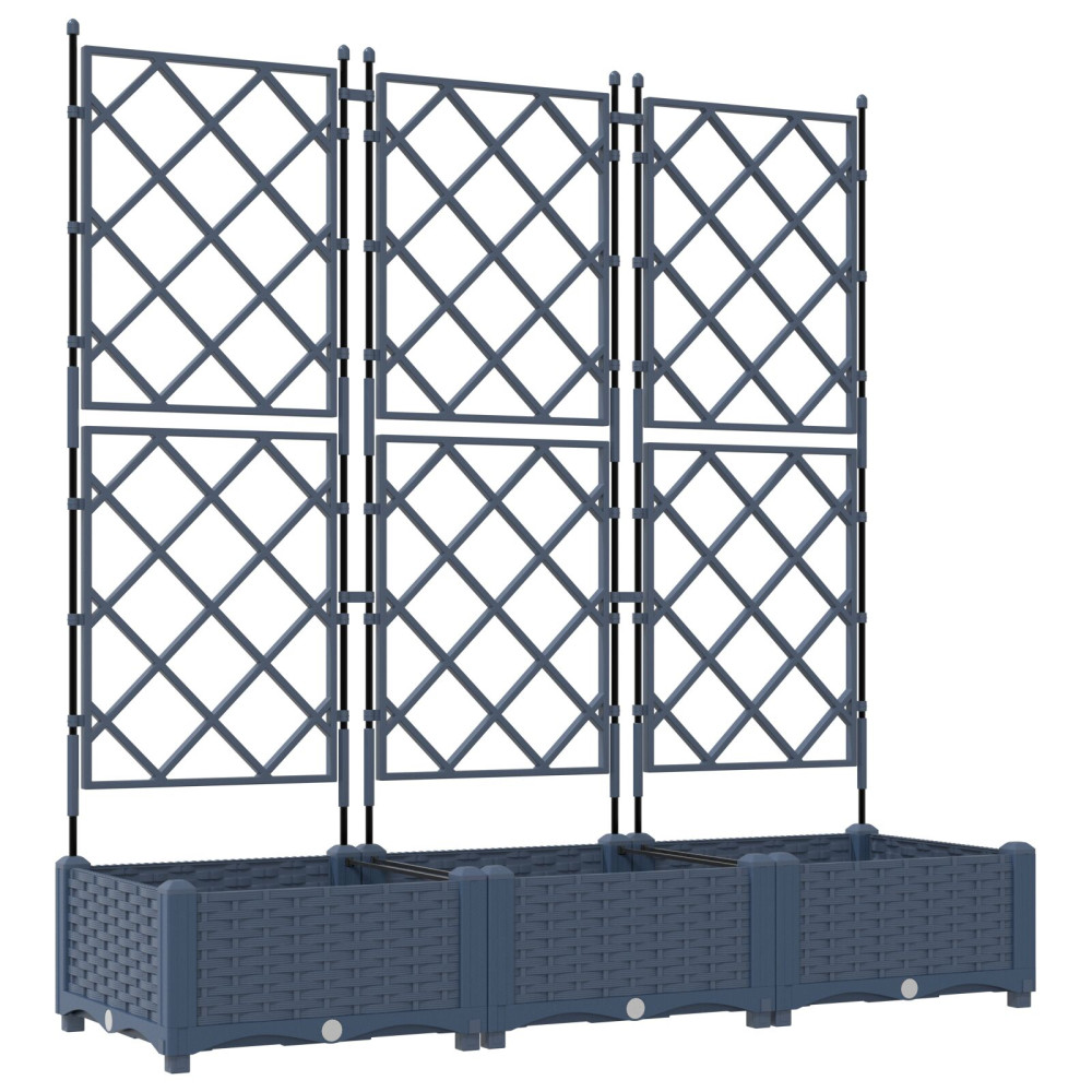 Produktbild för Trädgårdsplanterare 3 st Grå 120 x 40 x 125,5 cm PP