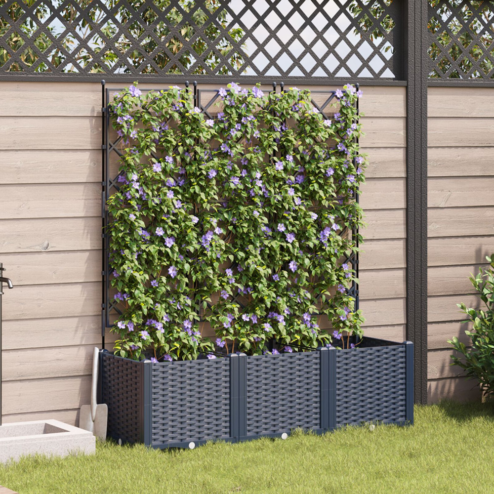 Produktbild för Trädgårdsplanterare 3 st Grå 120 x 40 x 143 cm PP