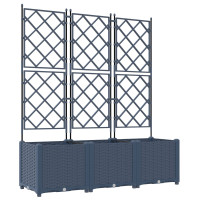 Produktbild för Trädgårdsplanterare 3 st Grå 120 x 40 x 143 cm PP