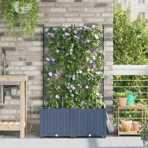 vidaXL Trädgårdsplanterare 2 st Grå 80 x 40 x 142 cm PP