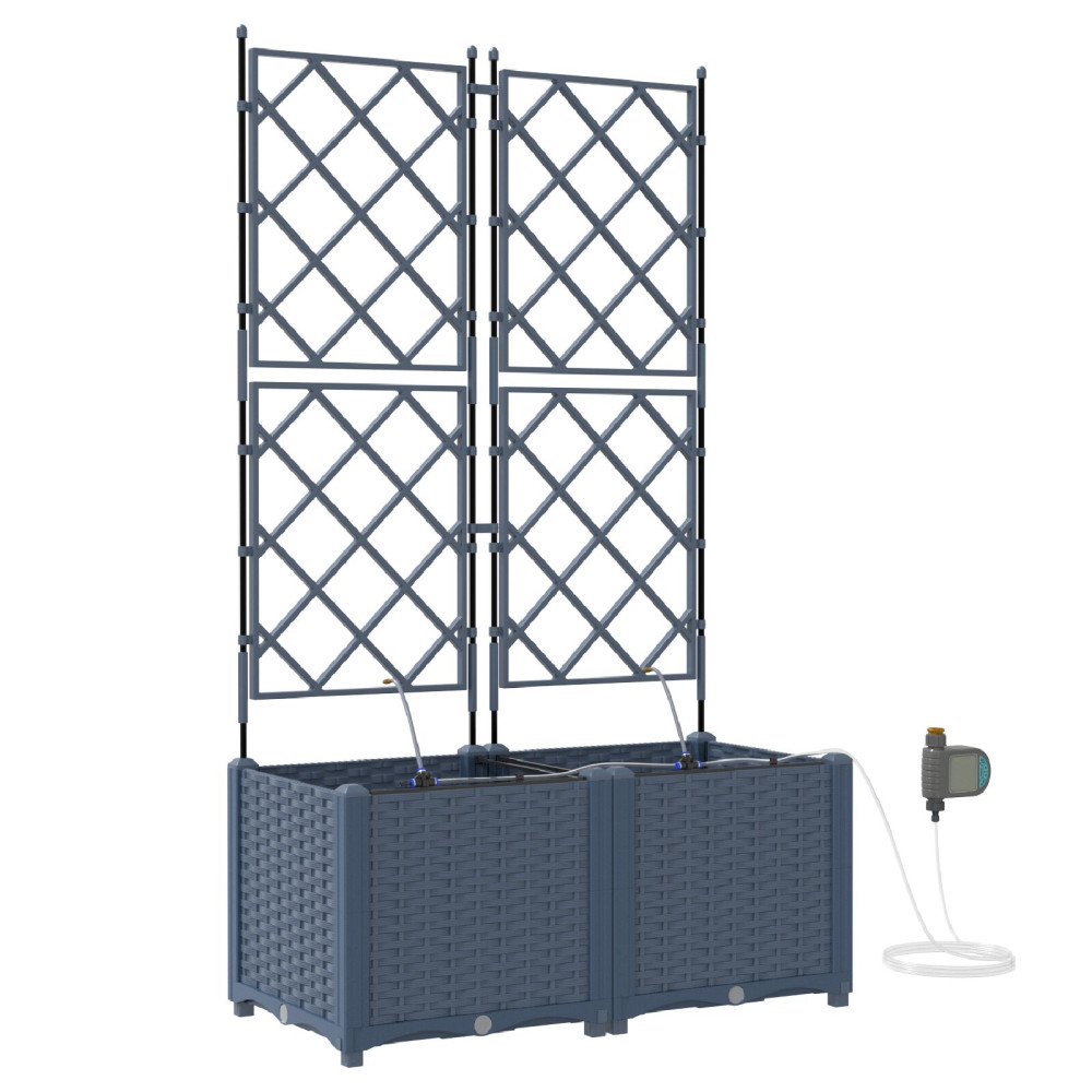 Produktbild för Trädgårdsplanterare 2 st Grå 80 x 40 x 142 cm PP