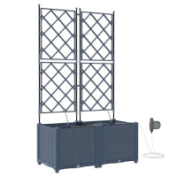 Produktbild för Trädgårdsplanterare 2 st Grå 80 x 40 x 142 cm PP