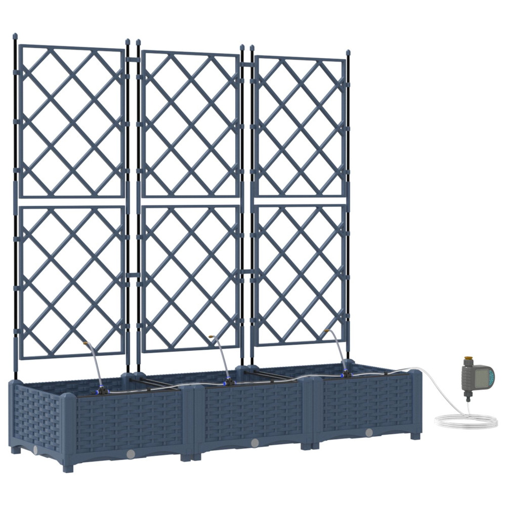 Produktbild för Trädgårdsplanterare 3 st Grå 120 x 40 x 126 cm PP