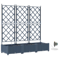 Produktbild för Trädgårdsplanterare 3 st Grå 120 x 40 x 126 cm PP